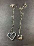 “Origami Owl” Two Necklaces With Pendants Costume Jewelry One Had Heart With CZ's Love And Ring, Second Is A Plain Pendant