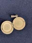 Gold filled locket pendant, match box, pill box, goldtone bracelet personalized “Thelma” , and three chains