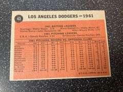 1962 Topps Baseball Card No. 43 Los Angeles Dodgers Team Card