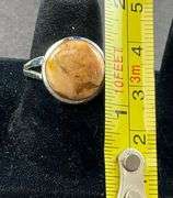 Sterling silver coral jasper ring size 7