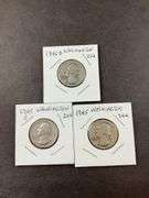 Three Washington quarters 1945, 1945S, and 1945D
