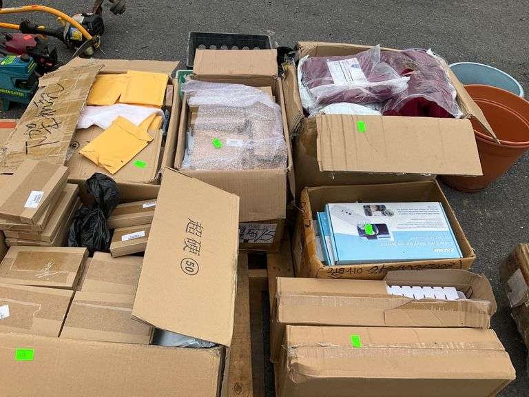 Pallet Lot of Mixed Boxes Containing Various Items Including Apparel ...