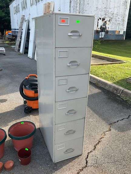 Six-Drawer Metal Filing Cabinet, 61″Hx15″Lx27″W