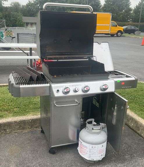 Weber Gas Grill with Side Burner and Storage Cabinet