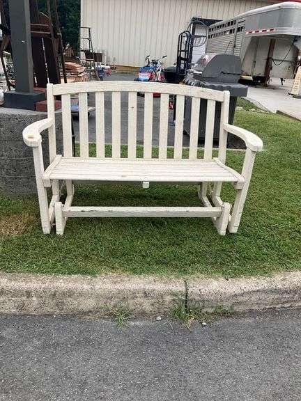 Porch Glider With Slatted Back and Seat Design