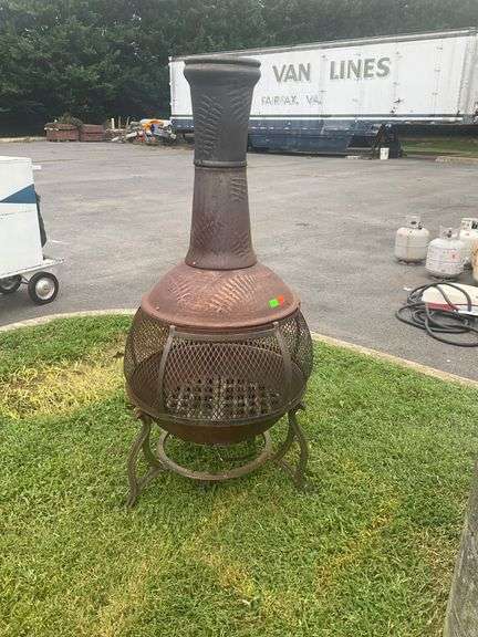 Cast Iron Outdoor Chiminea with Fern Motif, 53”H