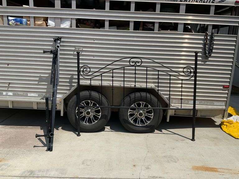 Black Metal Headboard and Frame Components, Approx. 75 Inches Wide, no hardware