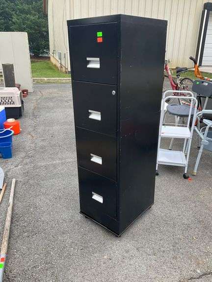 Black Four-Drawer Mobile Filing Cabinet with Handles