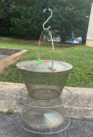 Hourglass Mesh Bird Feeder, Brass Tone, Collapsible, 10″H