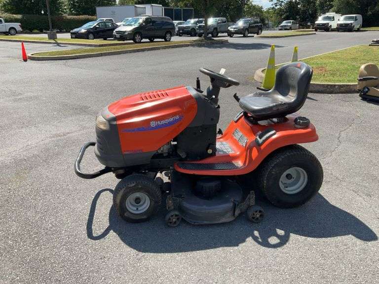 Husqvarna Riding Mower, YTH1542XP, Kawaski Engine, 42” cut, starts, runs and ready to work, the seat has wear from use as shown yet here is a mower worthy of your attention even though we are late in the mowing season