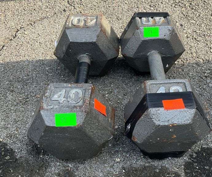 Textured Grip 40lb Hex Dumbbells