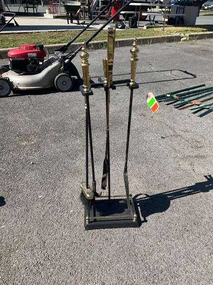 Brass Fireplace Tools with Stand