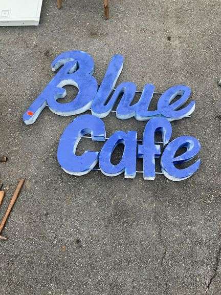 2pc “Blue Cafe” Aluminum Sign, 28” x 28”
