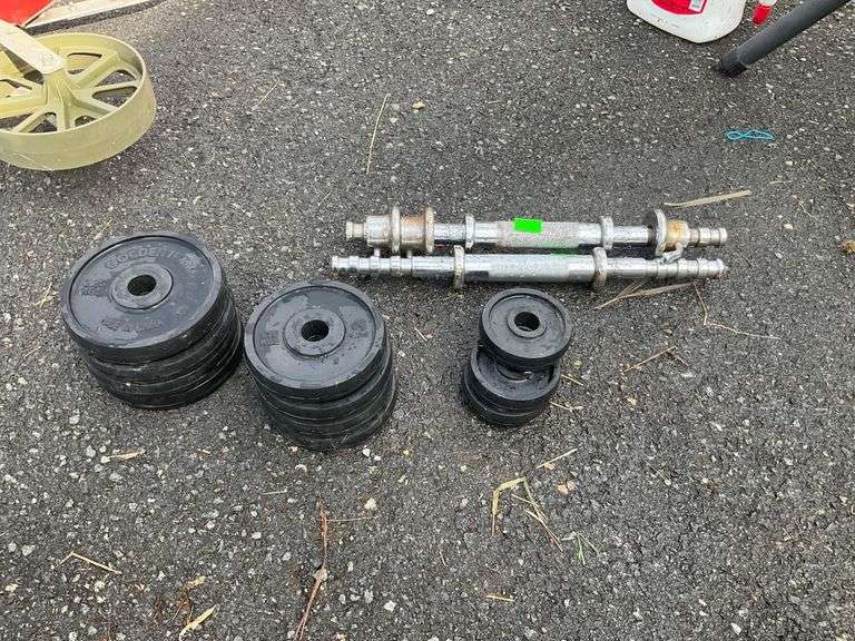 Adjustable Dumbbell Set with Textured Handles and Weight Plates