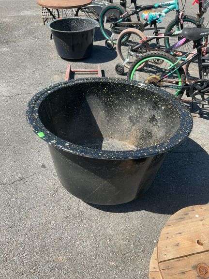 Nice large size speckled Enamel Cauldron, 33” dia x 21” high