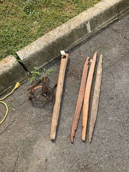 Gambling Sticks and Metal Muzzle with Leather Straps, From the Estate of George R. Rotenberry.
