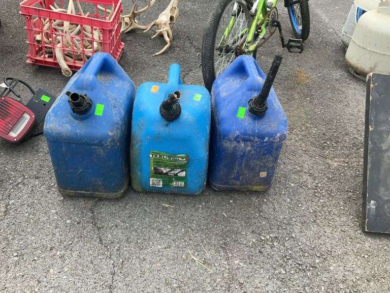 3-Blue poly 5-gallon Kerosene Containers, used condition