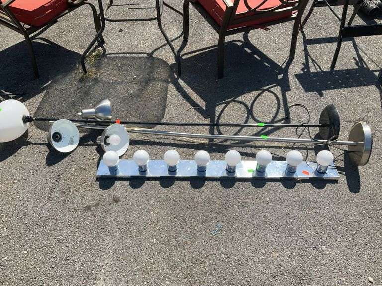 Lighting Lot, two floor lamps and 48” vanity wall light.