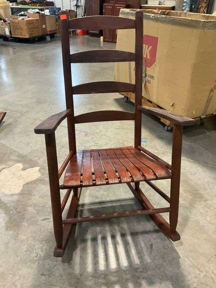 Ladder-Back Rocking Chair With Slatted Seat - Hash Auctions