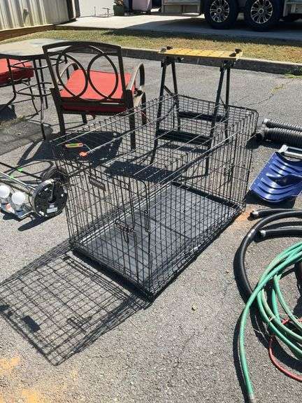 Folding wire pet cage, double door type, 22x 36x25” high