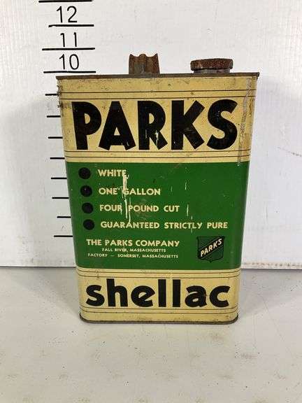 Shellac Label Print Vintage Parks Company Metal Shellac Can with Original Label - Hash Auctions