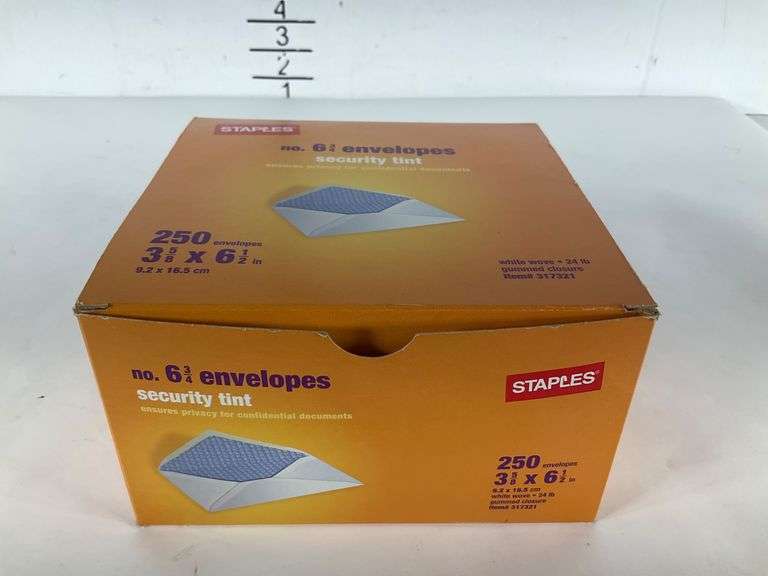 250 Staples No. 6 3/4 Envelopes with Security Tint - Hash Auctions