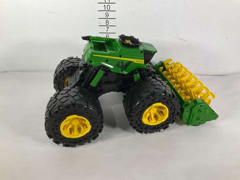 John Deere Monster Treads Toy Tractor with Rear Rolling Attachment ...