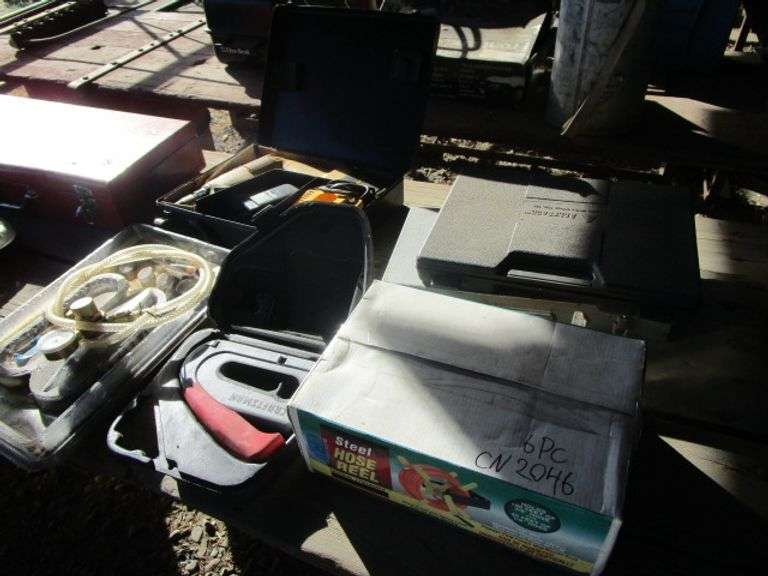 HOSE REEL, MISC TOOLS,NSTAPLER, DEWALT DRILL