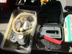 HOSE REEL, MISC TOOLS,NSTAPLER, DEWALT DRILL