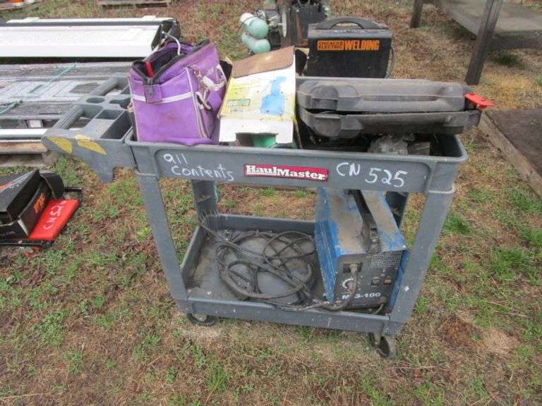 SHOP CART W/MIG WELDER, MISC TOOLS, B&D CORDLESS