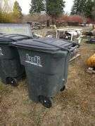 90 GAL TRASH CAN ON WHEELS & LIDS