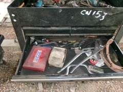 BLACK TOOL BOX W/CONTENTS ON CASTERS
