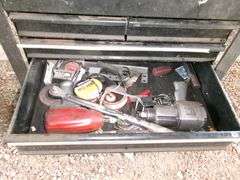 BLACK TOOL BOX W/CONTENTS ON CASTERS