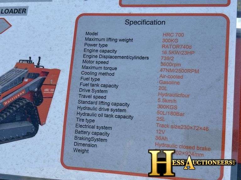 HURRICANE  HRC700  MINI COMPACT TRACK LOADER