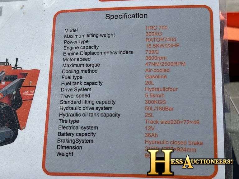 HURRICANE  HRC700  MINI COMPACT TRACK LOADER