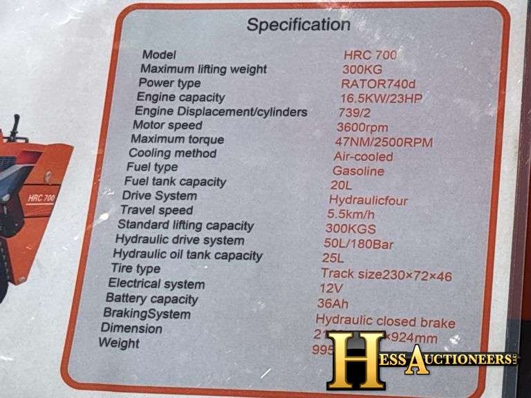 HURRICANE   HRC700  MINI COMPACT TRACK LOADER