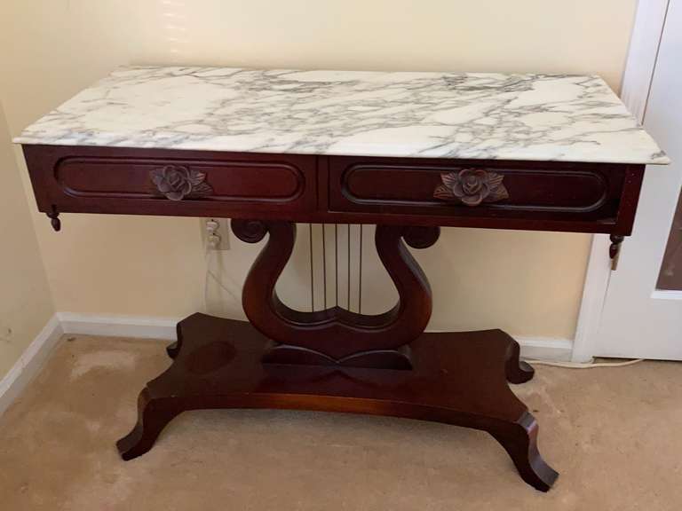 Marble Top Harp Console Table