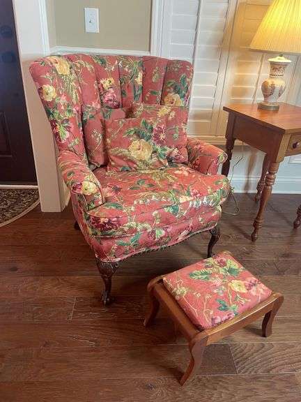 Vintage Armchair w/ Stool
