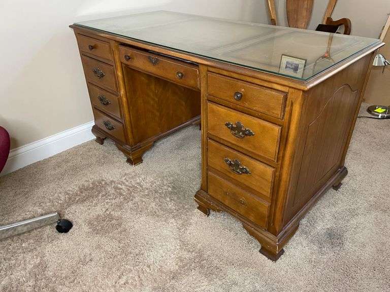 Leather Inlaid Office Desk