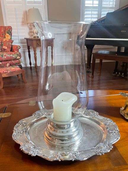 Silverplate Tray with Candle