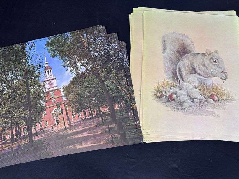 Squirrel Print and Independence Hall Print