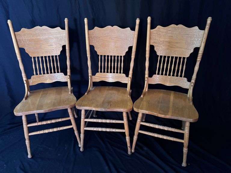 Press Back Oak Spindle Chairs
