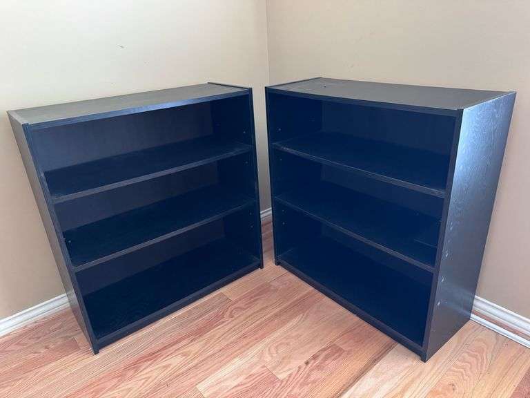 Pair of Black Bookshelves