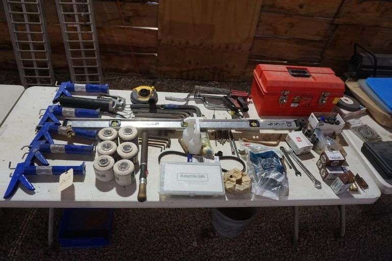 Table lot Caulk Guns, 3m Masks Twine, File, McMaster Carr Steel Spring