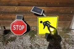 1 Stop Sign, 2 Pedestrian Signs. All Solar Powererd