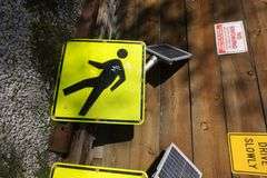 1 Stop Sign, 2 Pedestrian Signs. All Solar Powererd
