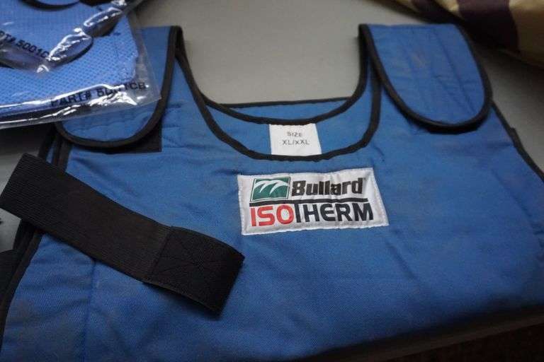 Wet floor caution sign, Bullard Xl/XXL Cooling Vest, Evap  Cool. Towels, Safety Glasses, Banner
