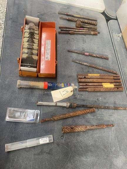 Tbl lot: concrete drill bits. A DJ21, Bosch, rebar cutter, McMaster-Carr shim kit, etc￼