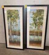 Pair Framed Prints of White Birch Trees