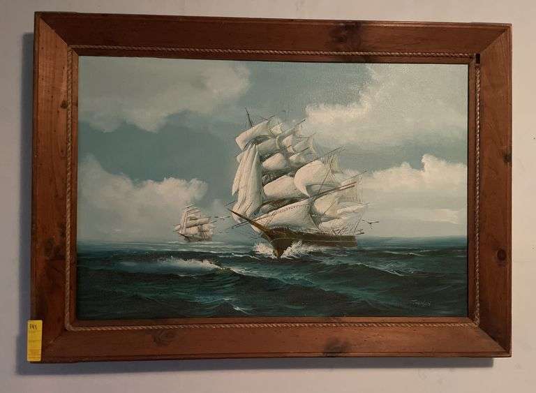 Antique Painting of Sail Ship